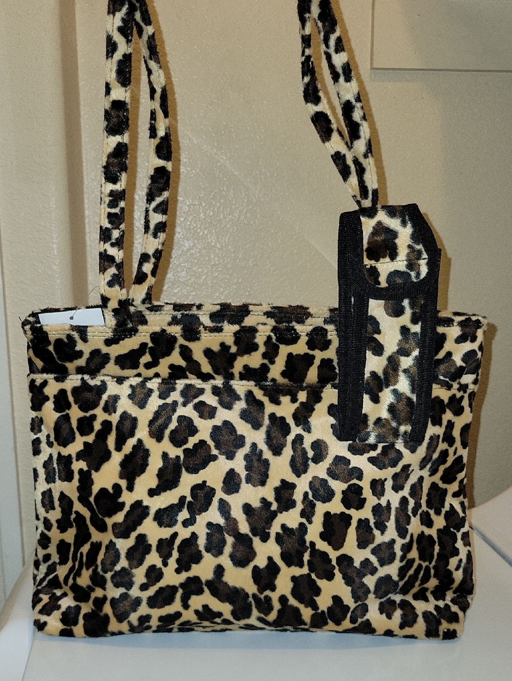 Leopard Print Tote Bag - Beige/Black